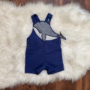 Baby Boden Whale Shortalls Dungarees Blue Size 6-9 Months